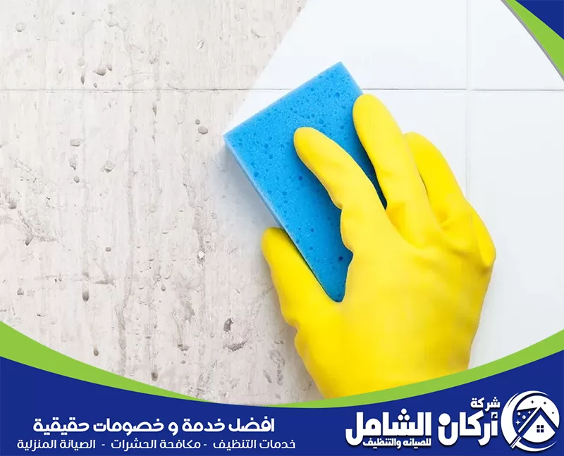 تنظيف الجدران باستخدام أدوات مخصصة لإزالة العفن مع الحفاظ على السطح ومنع تكرار البقع بطرق آمنة.
